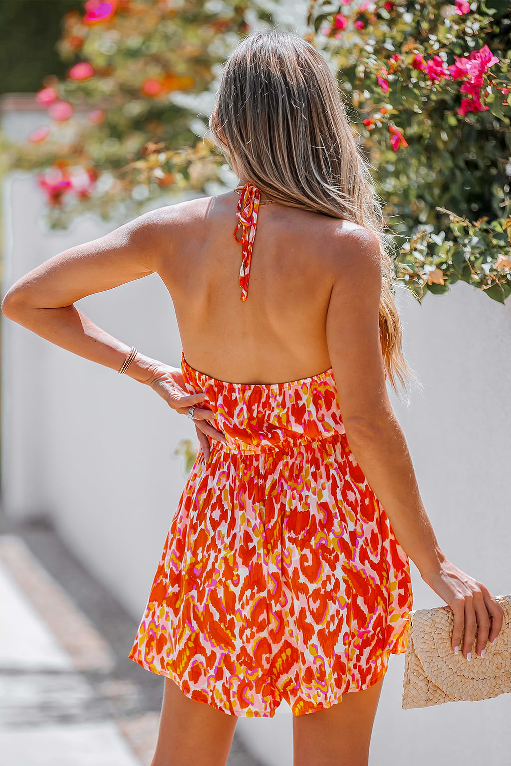 Leopard Print Lace Up Romper