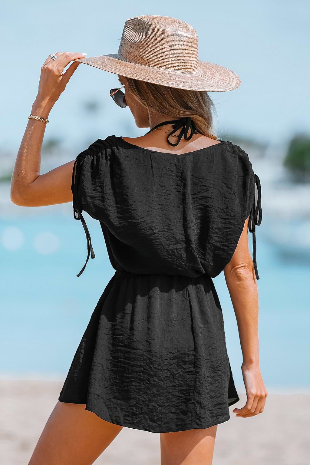 Cover-Up-Minikleid mit Rüschen und Kordelzug