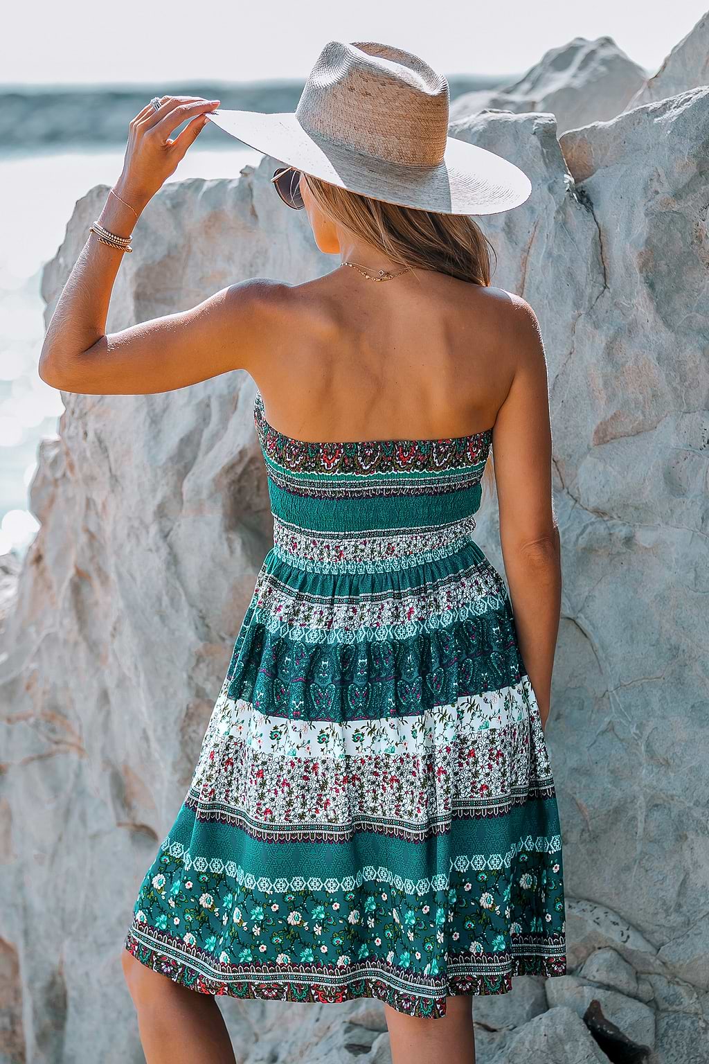 Paisley Print Smocked Tube Dress