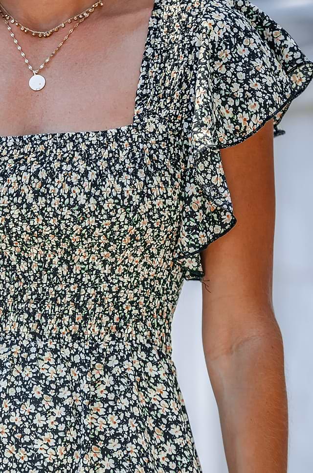 green ditsy floral underwire dress Flowy Green Ditsy Floral Dress main image 1
