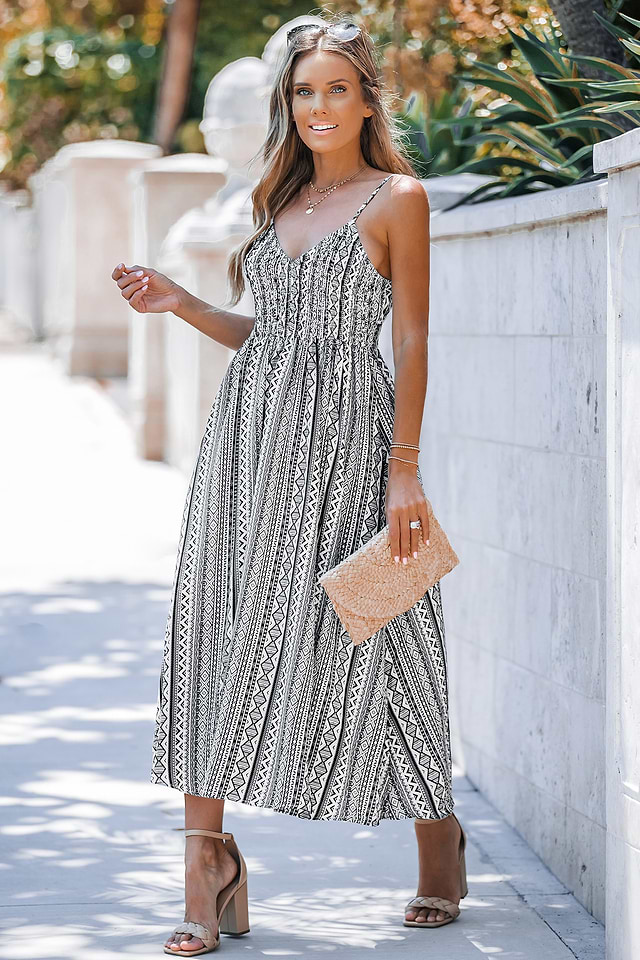 chinese dress ladies Ivanah Navy Smocked Maxi Dress – JO+CO main image 0