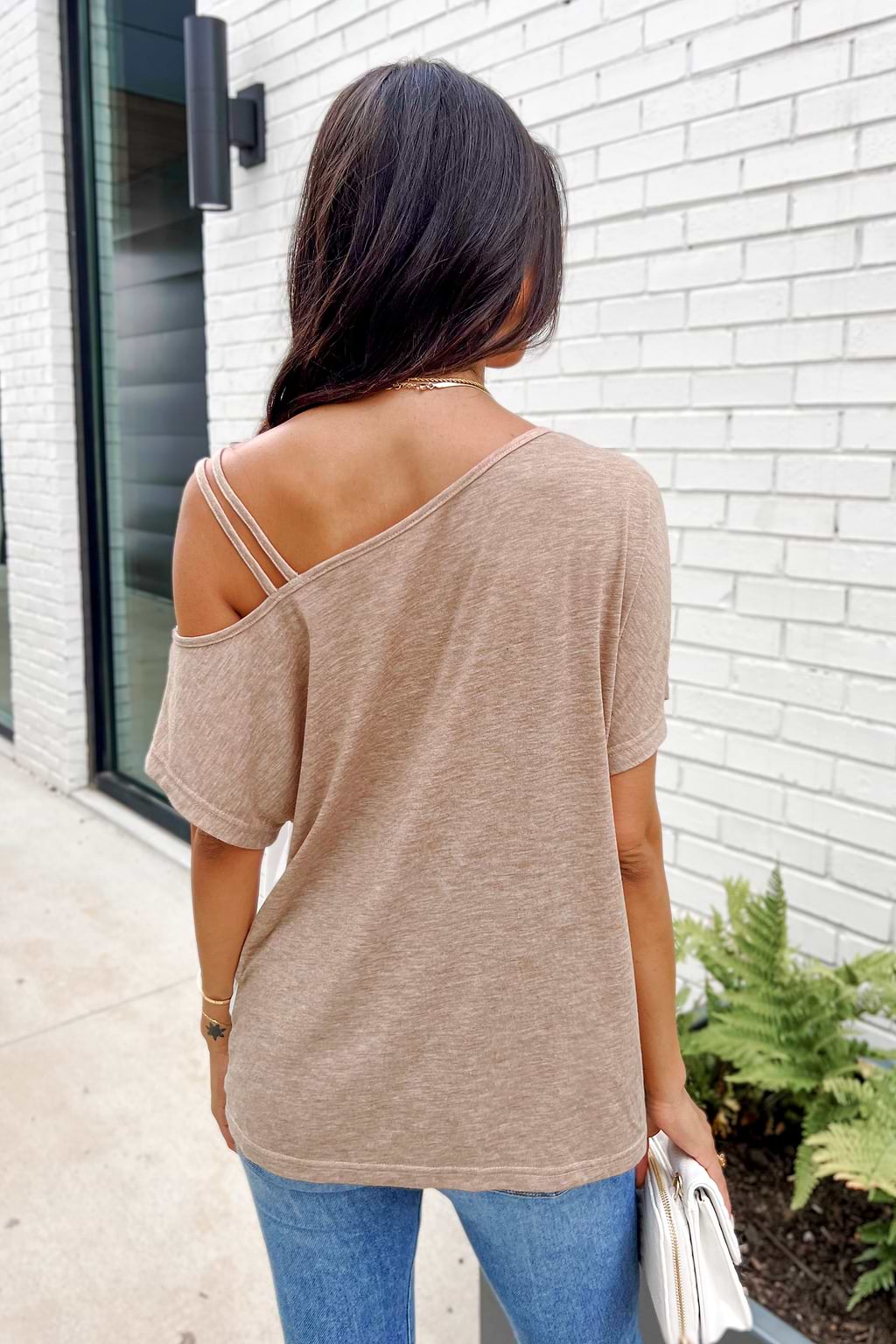 Colorblock One-Shoulder Twisted Tee
