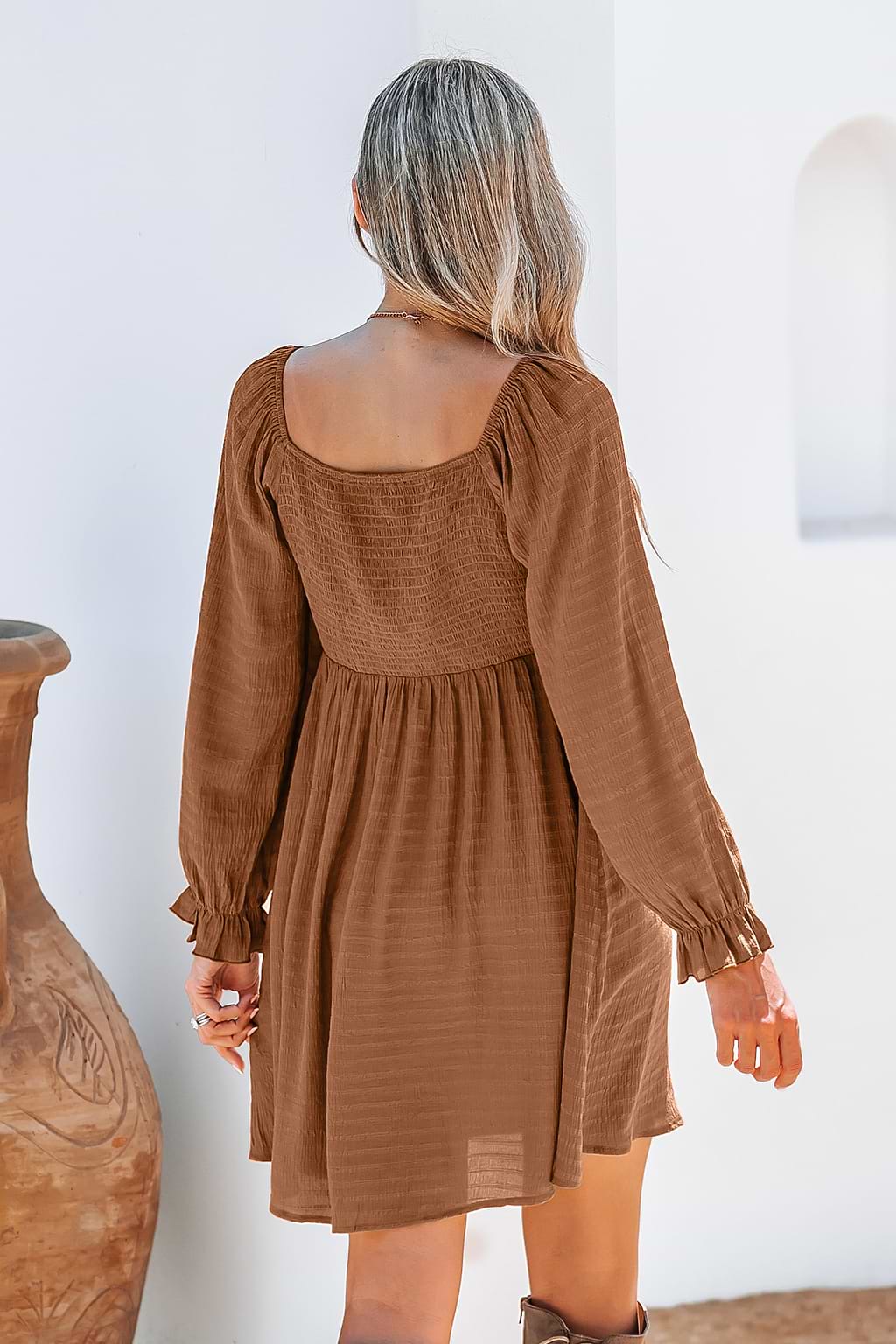 Shadow Striped Smocked Mini Dress