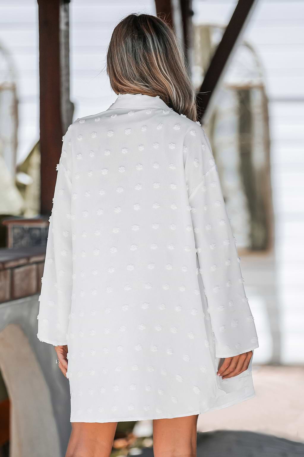 Geknöpftes Swiss Dot Cover-Up-Minikleid