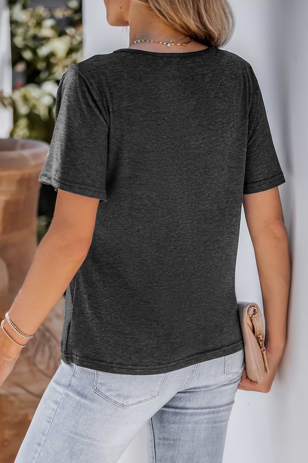 T-shirt découpé à lanières en tricot slub