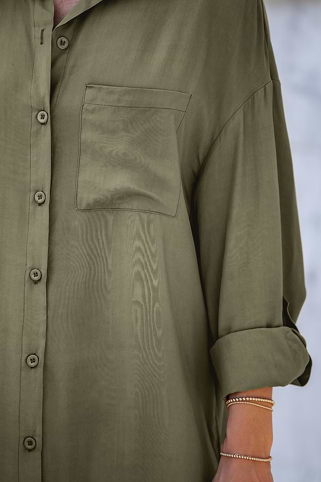 Eucalyptus Green Midi Shirt Dress Eucalyptus Green Midi Shirt Dress