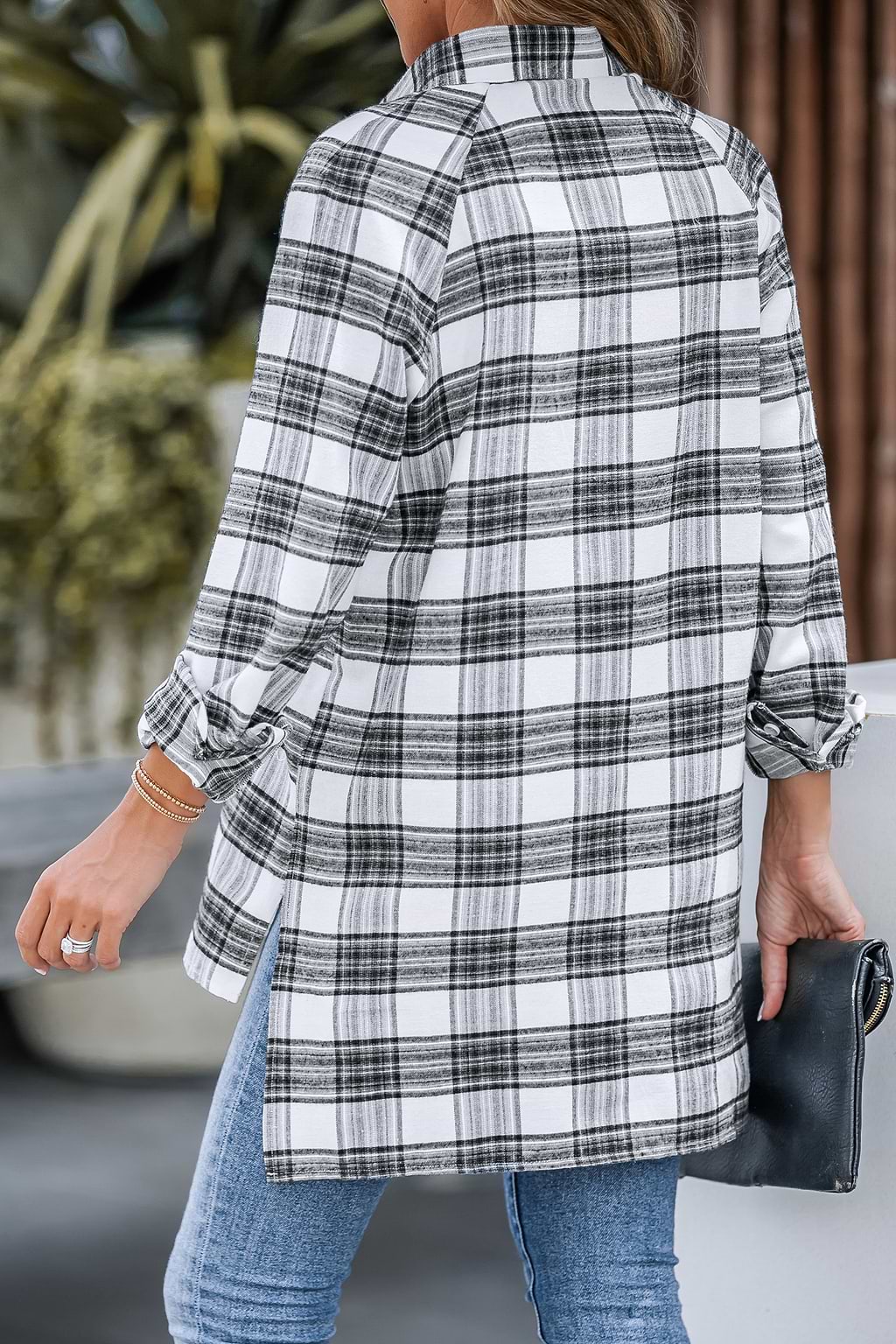 Plaid Button-Front Flannel Shirt