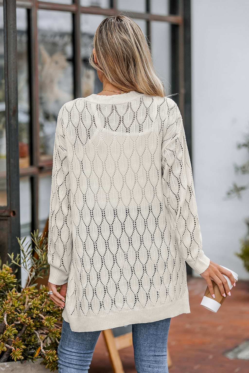 Uitgesneden gehaakt vest met open voorkant