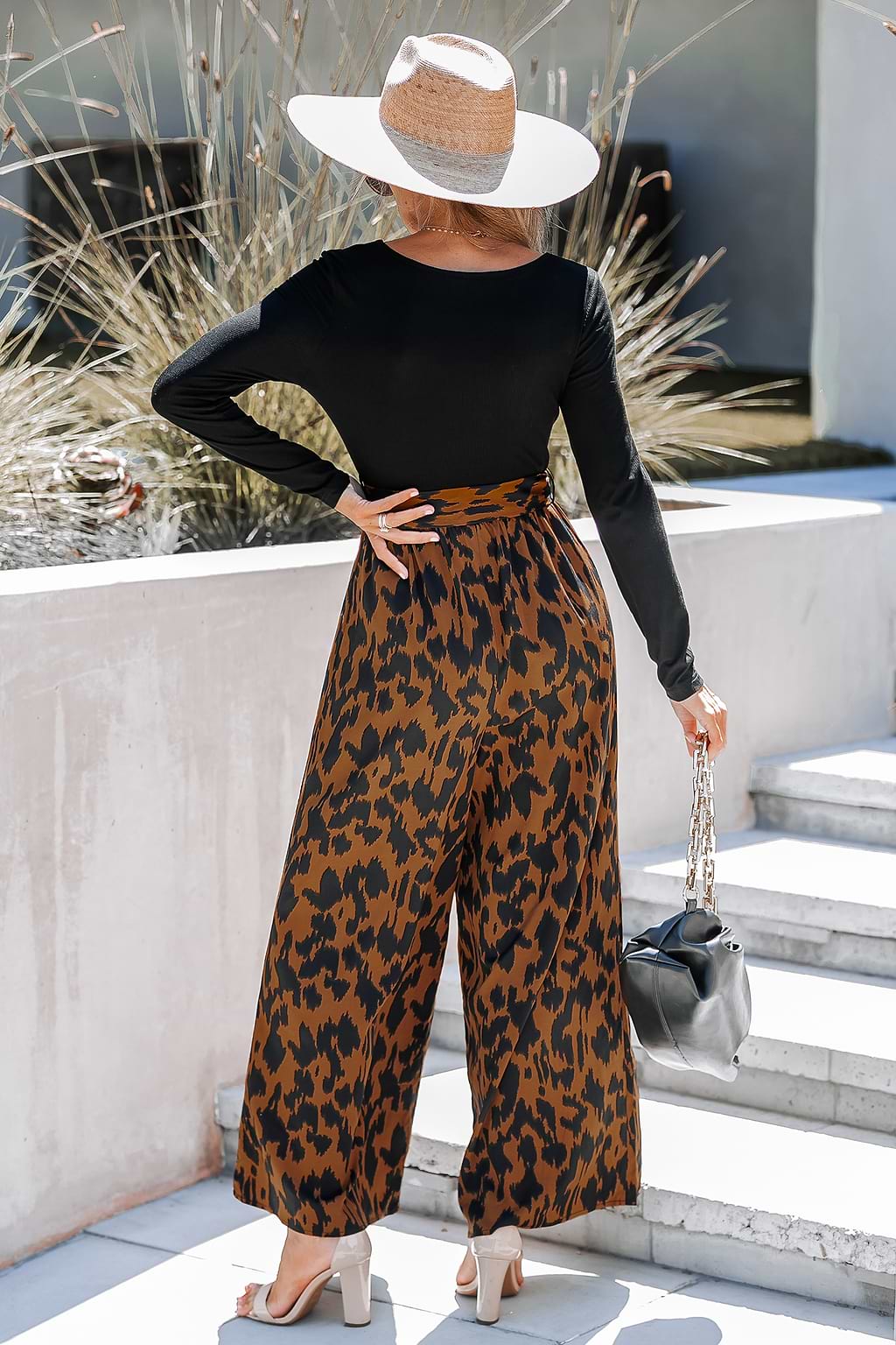 Belted Abstract Print Jumpsuit