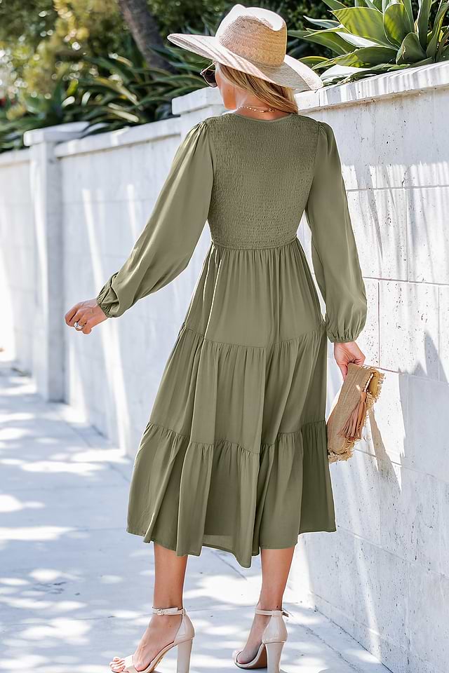 open lace back dress Bess Corduroy Dress in Olive Final Sale M main image 0