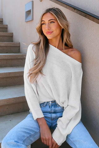 Shoulder Top One Shoulder Knit Sweater Crochet Off The Shoulder