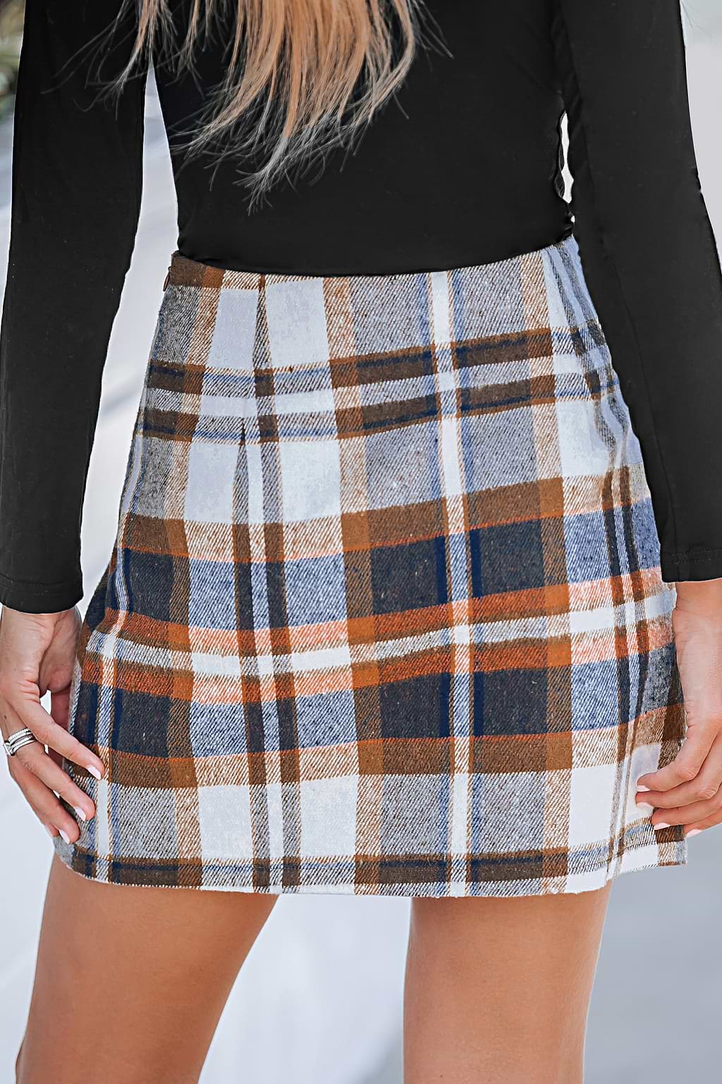 Plaid High Waist Mini Skirt