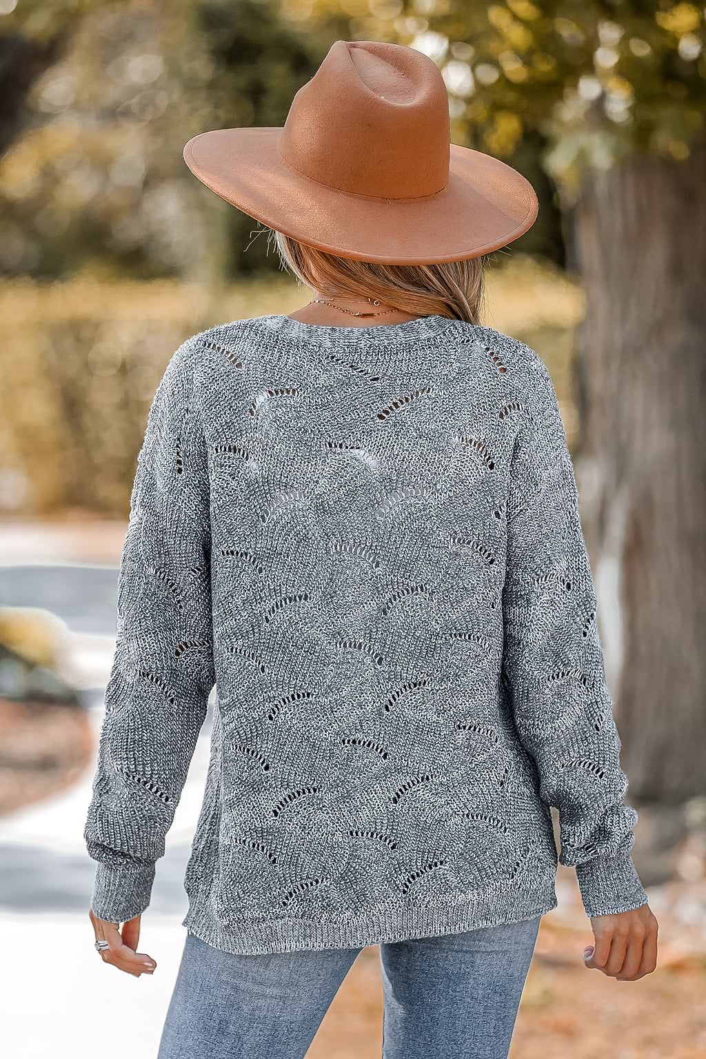 Cutout Crochet Button-Front Cardigan Sweater
