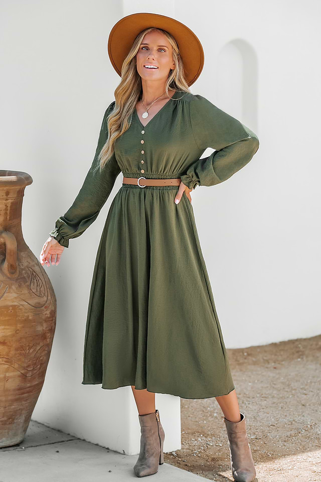 olive green smocked dress light olive green dress Light Olive Chambray Smocked Maxi Dress PinkBlush