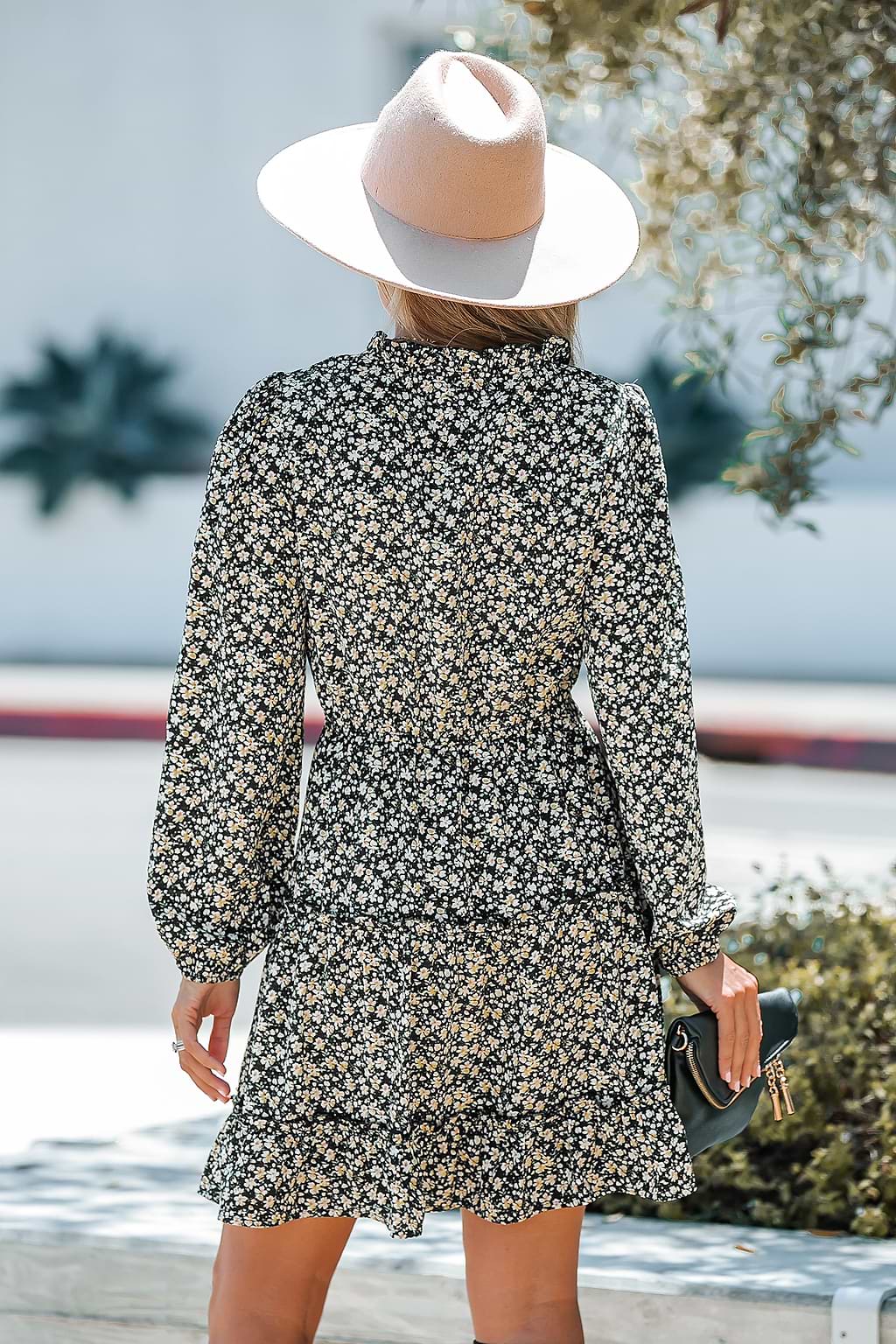 Ditsy Floral Print Drawstring Mini Dress