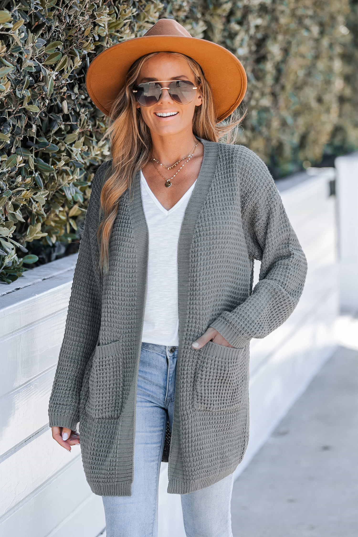 Charcoal Chunky Knit Open-Front Cardigan