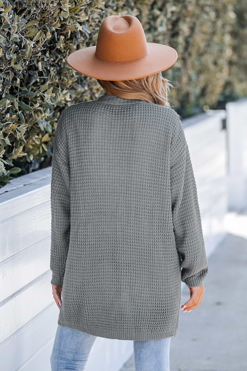 Charcoal Chunky Knit Open-Front Cardigan