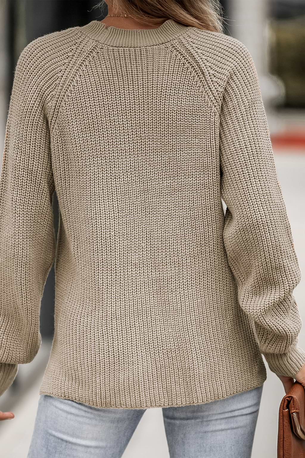 Crochet Rib Half-Buttoned Sweater