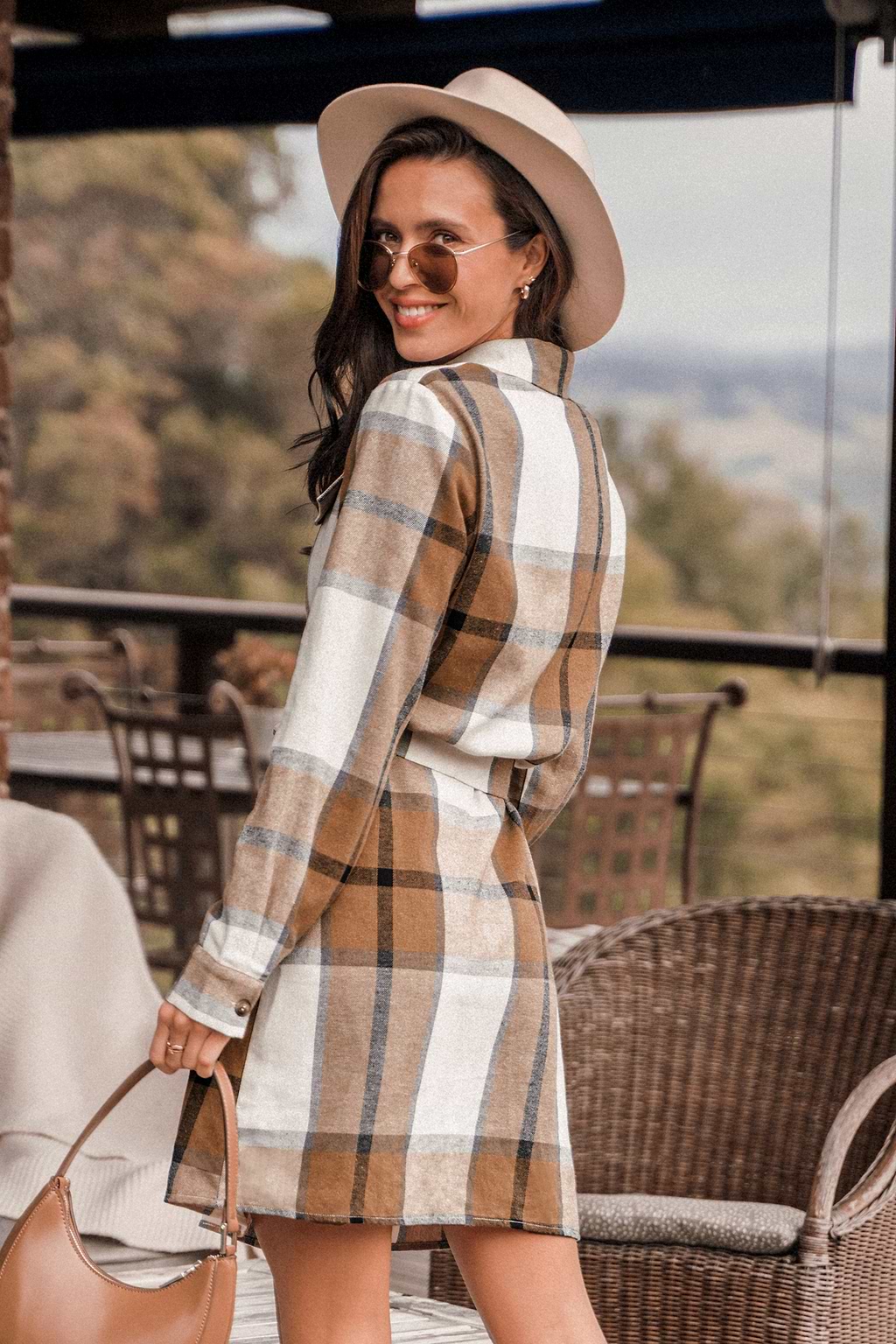 Plaid Belted Button-Front Mini Dress