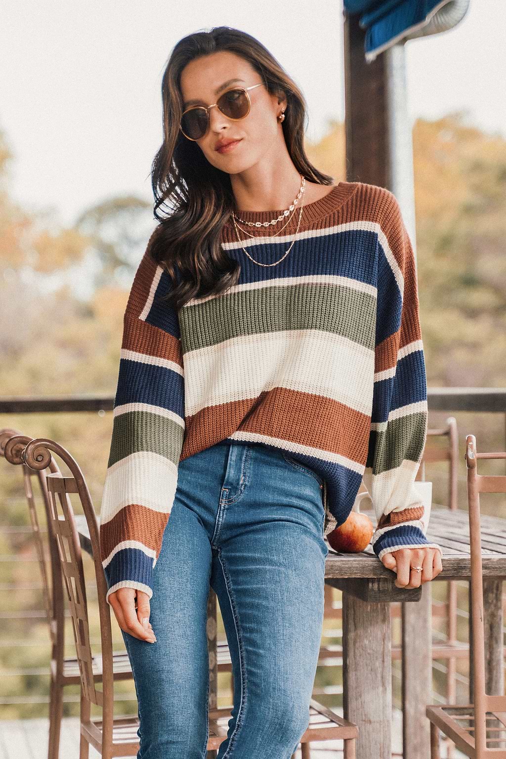 Striped Drop Shoulder Sweater