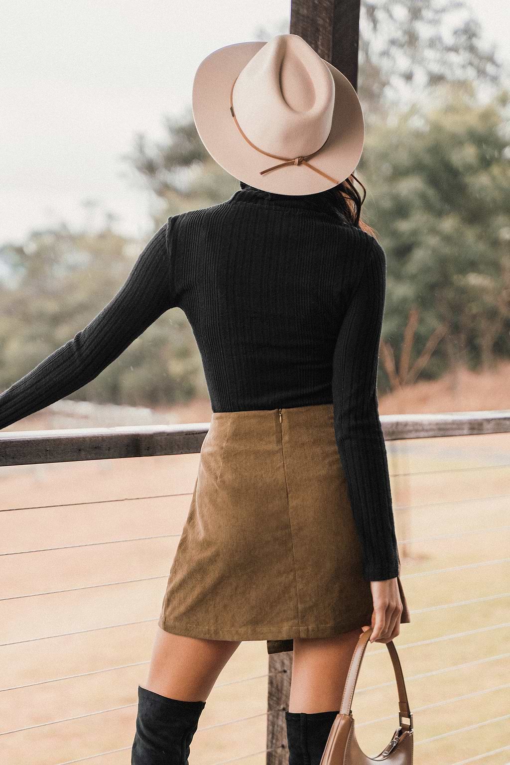 Corduroy Button-Front Mini Wrap Skirt