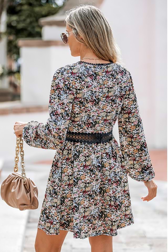 X Savannah Ditsy Floral Pom Pom Lace Mini Dress