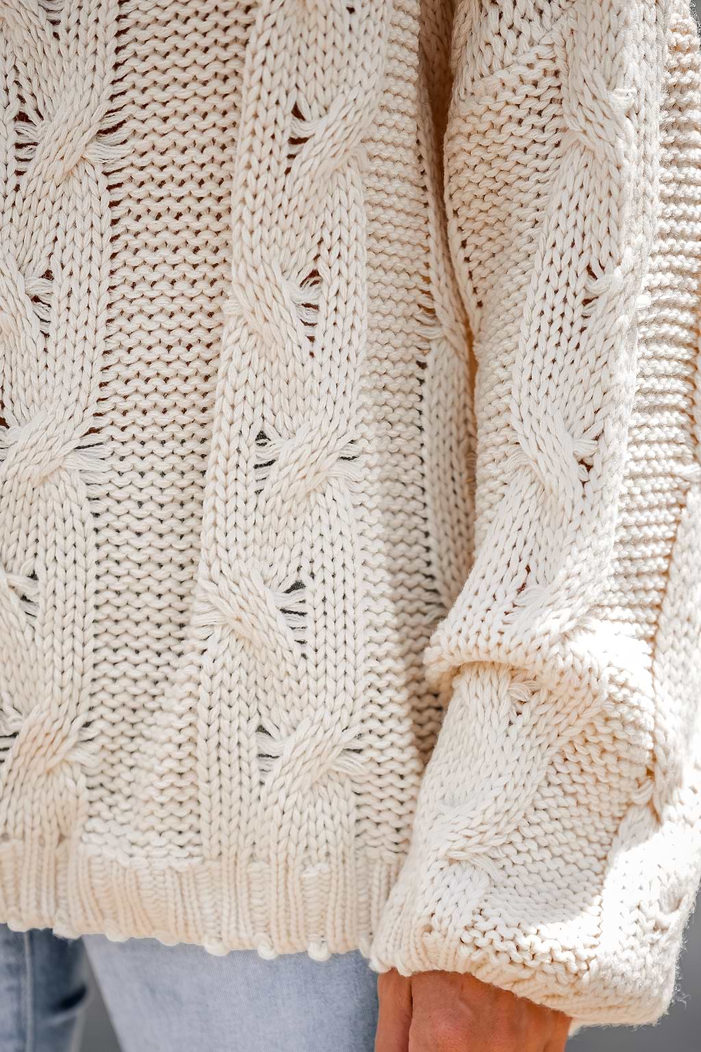 Cream Cable Knit Drop Sleeve Jumper