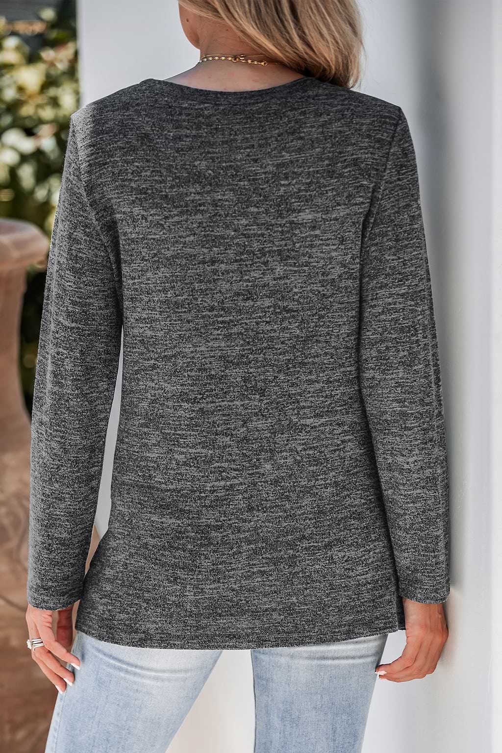 Marled Knit Twist-Hem Tee