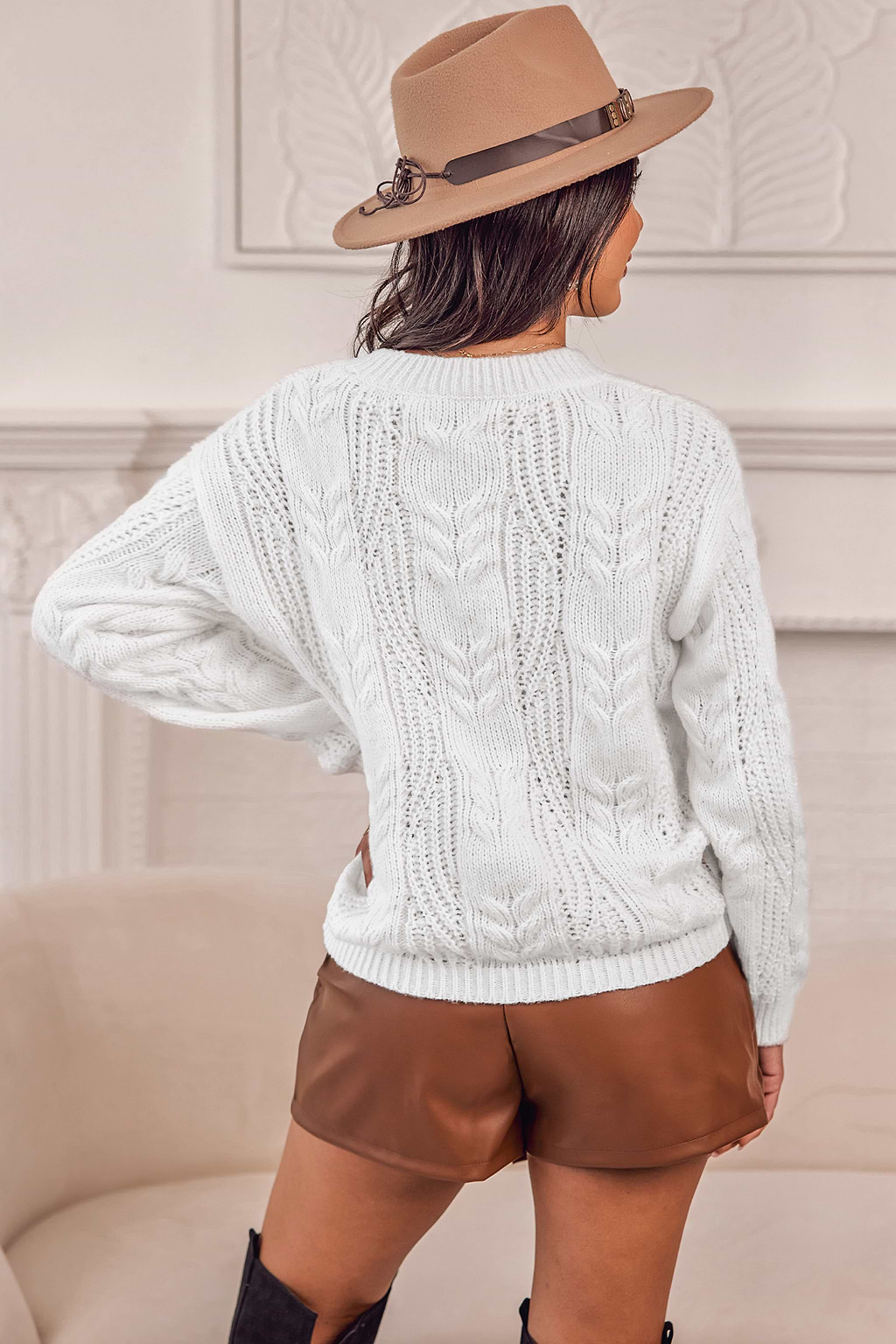 Cable Knit V-Neck Sweater