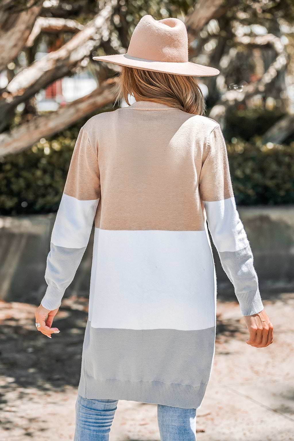 Colorblock Open-Front Longline Cardigan