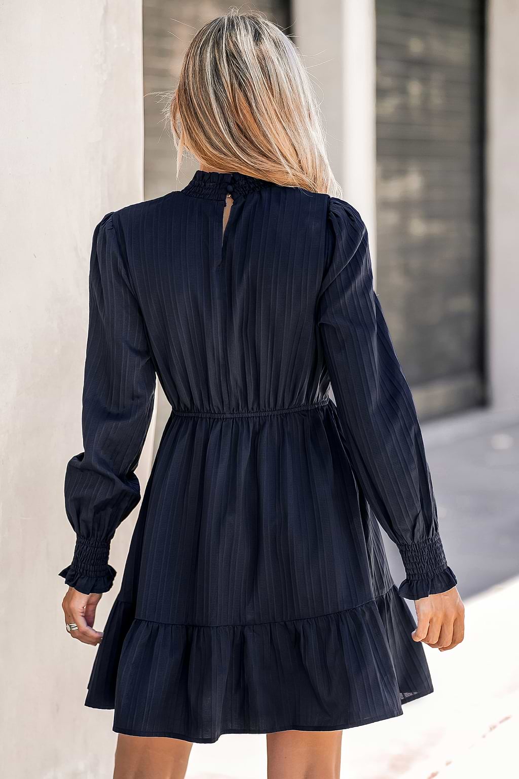 Ruffled Smocked Mini A-Line Dress