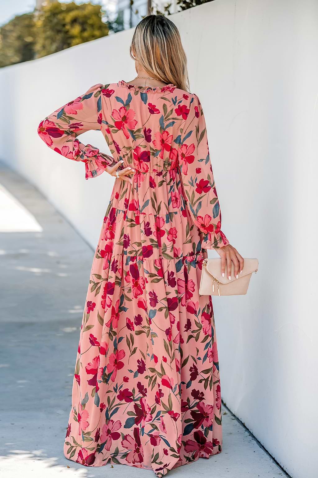 Floral Print Ruffled Maxi Dress