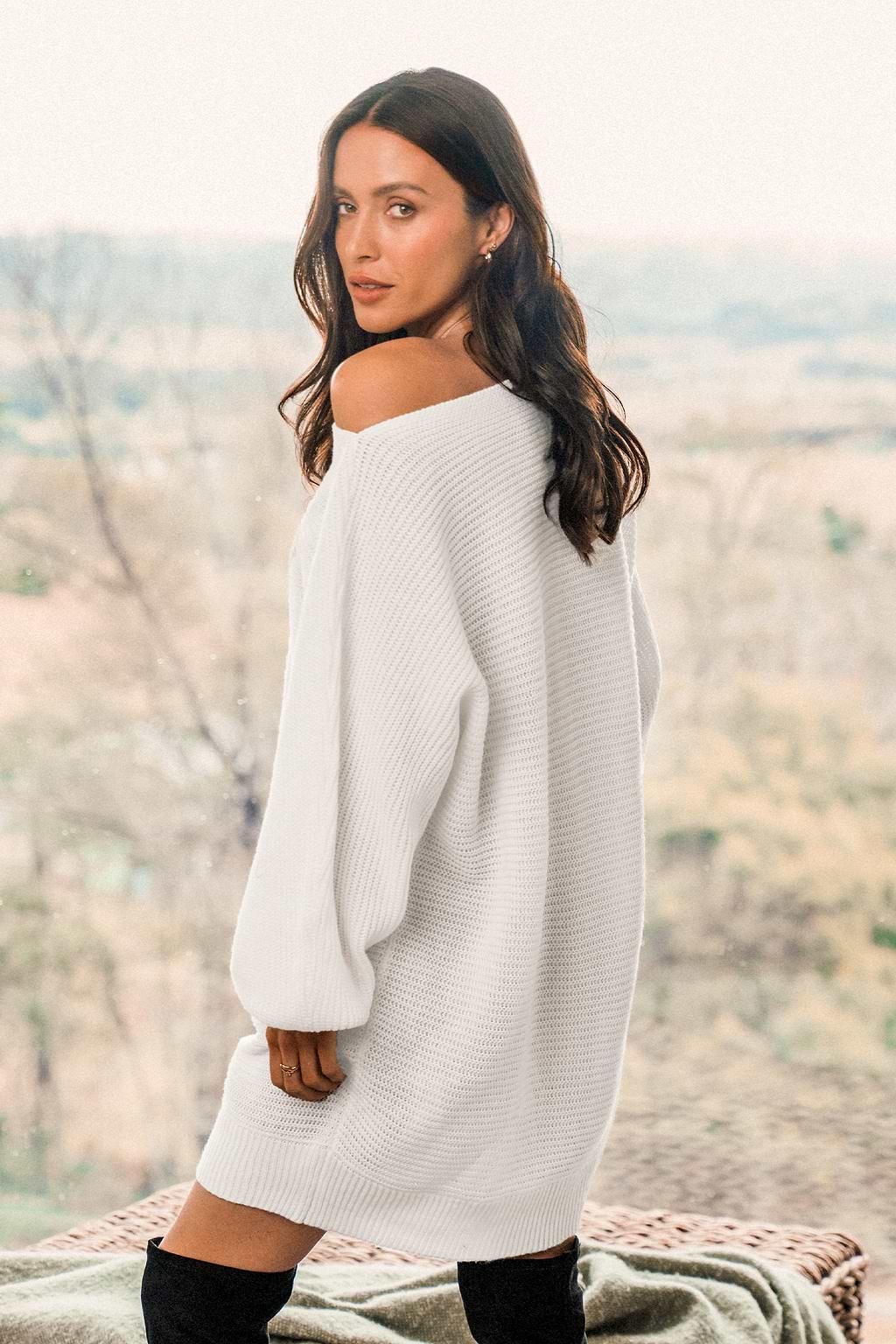 Chunky Knit One-Shoulder Sweater Dress