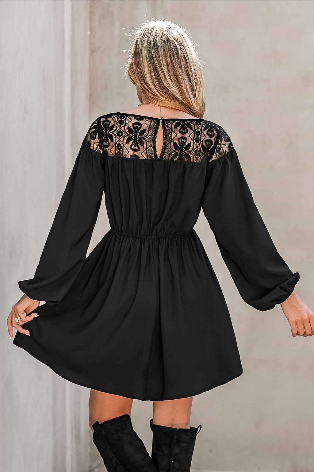 Paisley Print Lace Trim Mini Dress