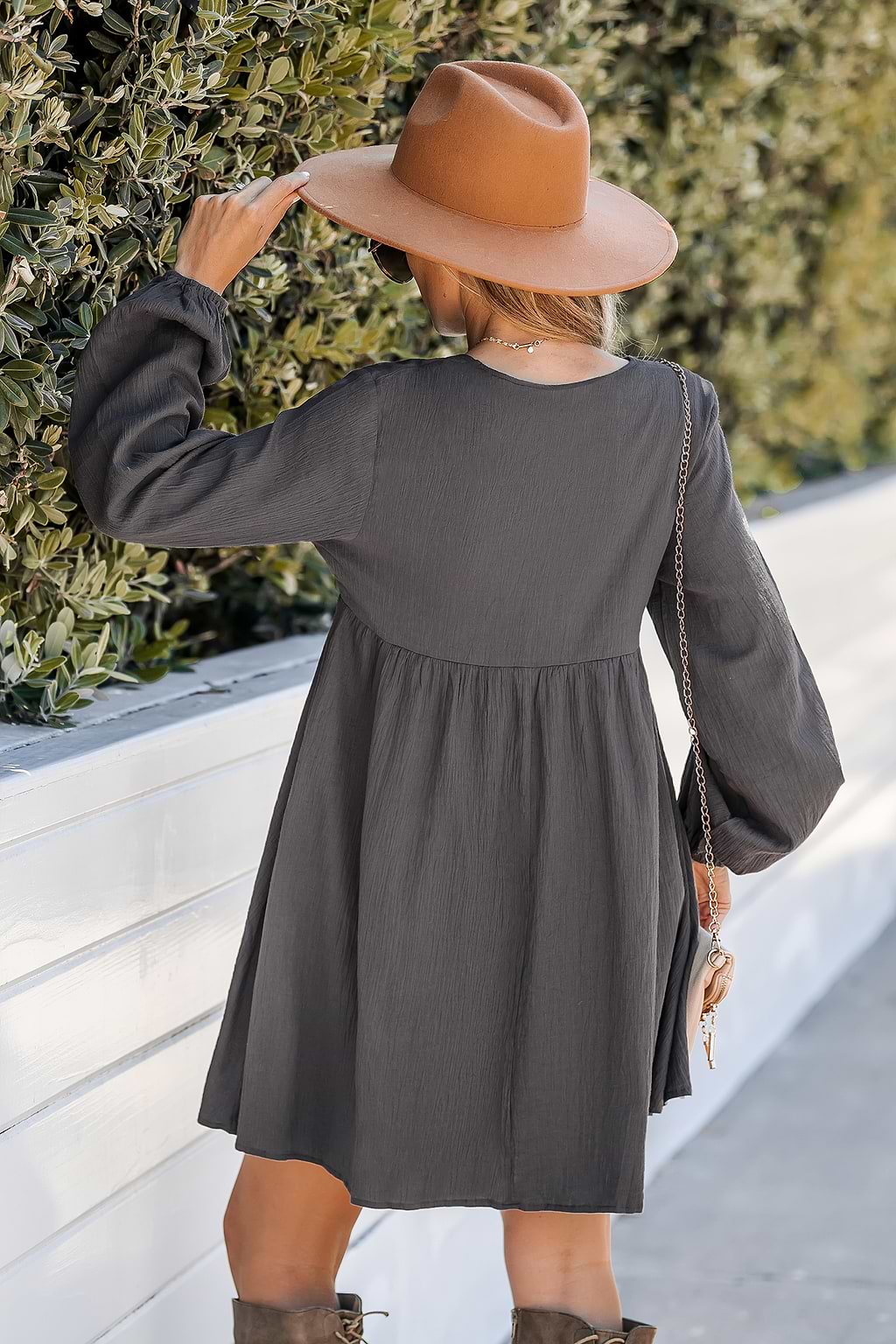 Robe mini en pur coton à manches paysannes