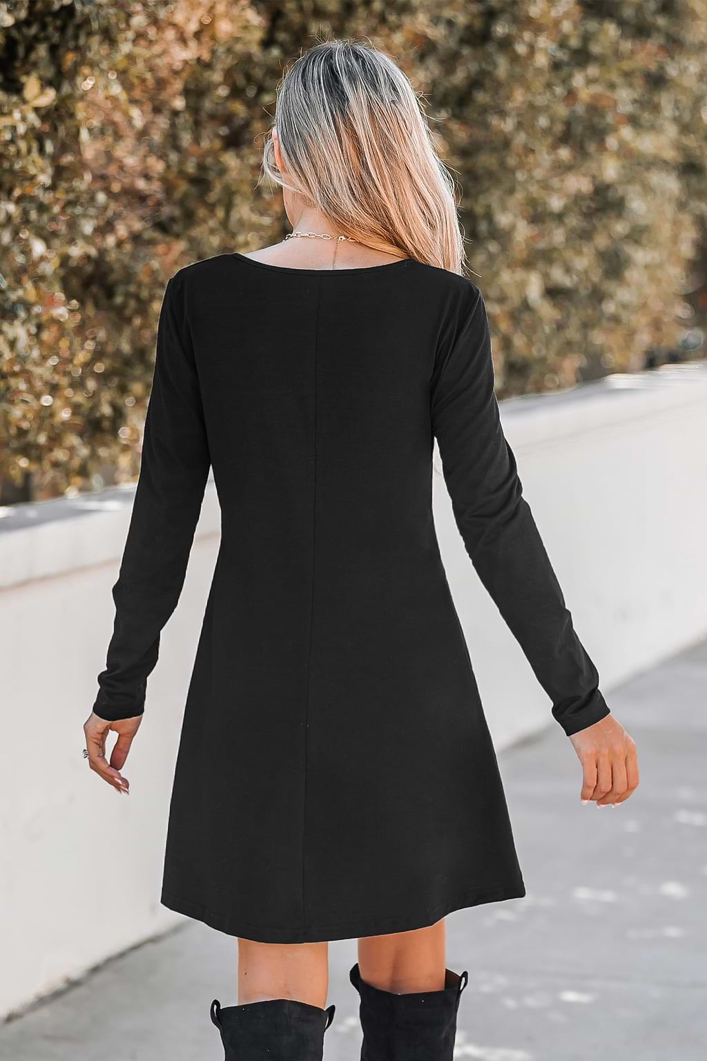 Onyx Long Sleeve Henley Dress