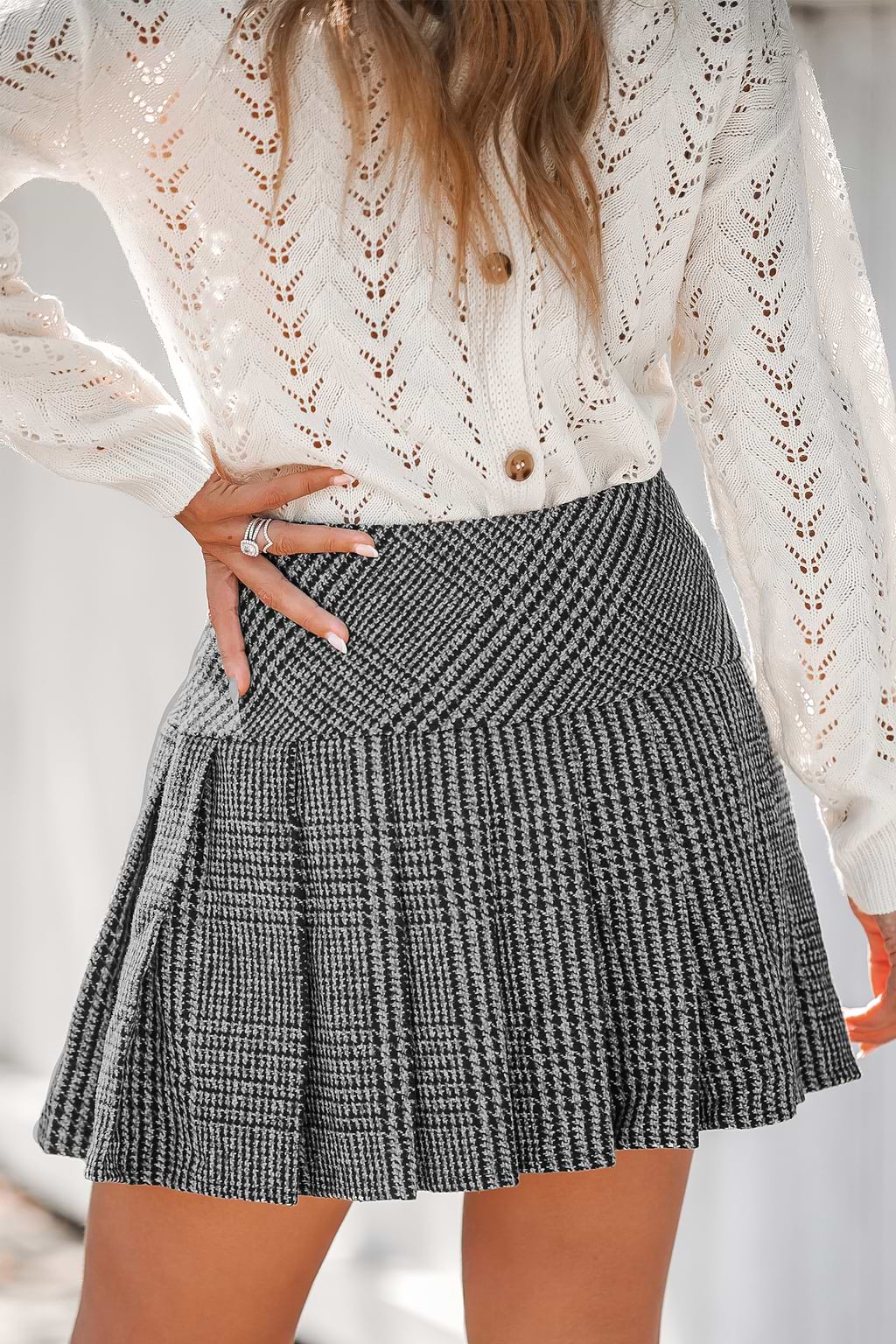 Gingham Pleated Mini Skirt