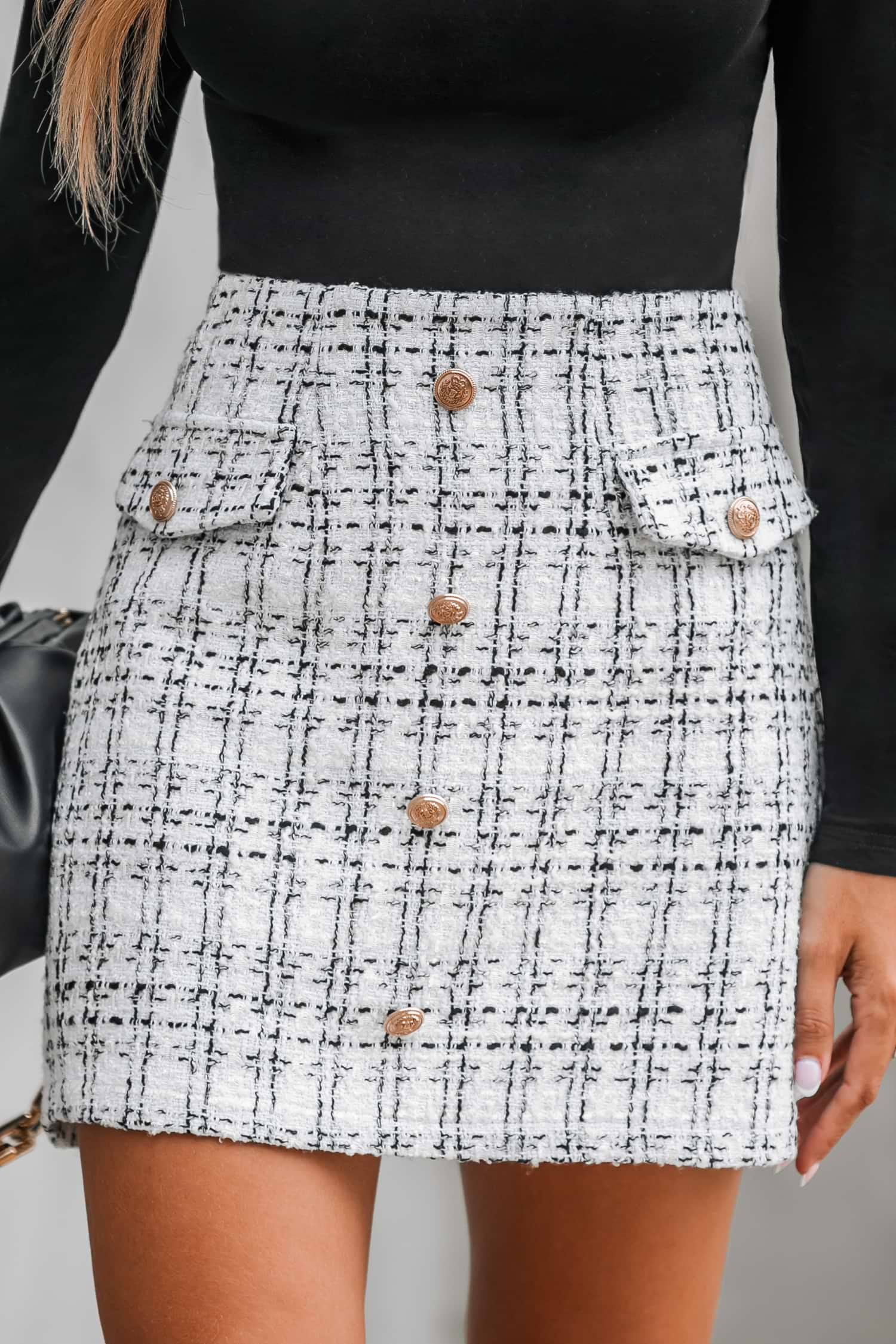 Tweed High Waist Mini Skirt