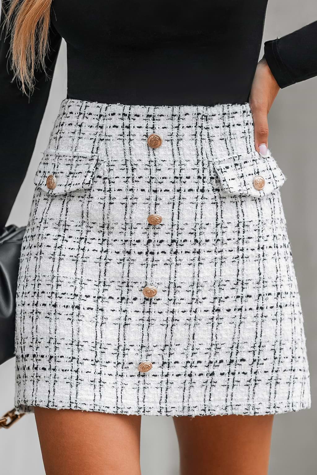 Tweed High Waist Mini Skirt