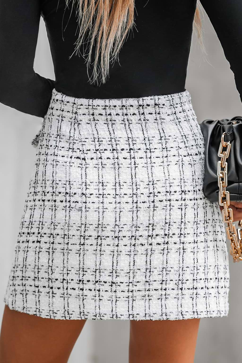 Tweed High Waist Mini Skirt
