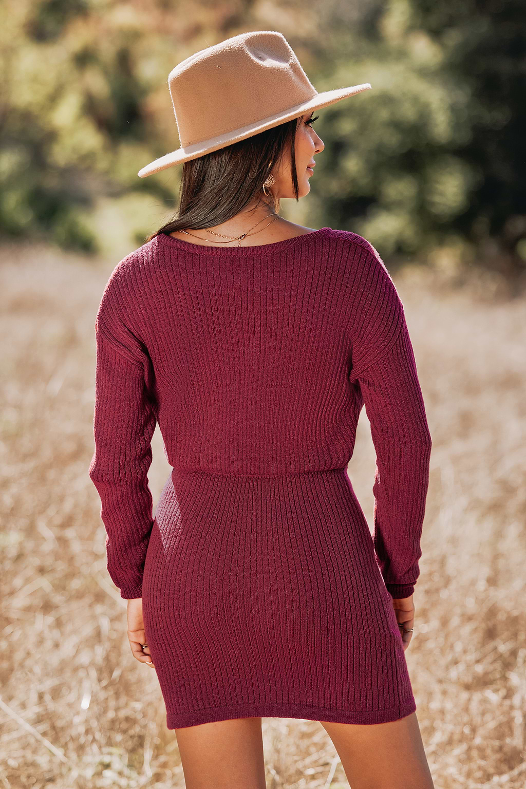 X Macy Burgundy Mulberry Wine Rib One-Shoulder Dress