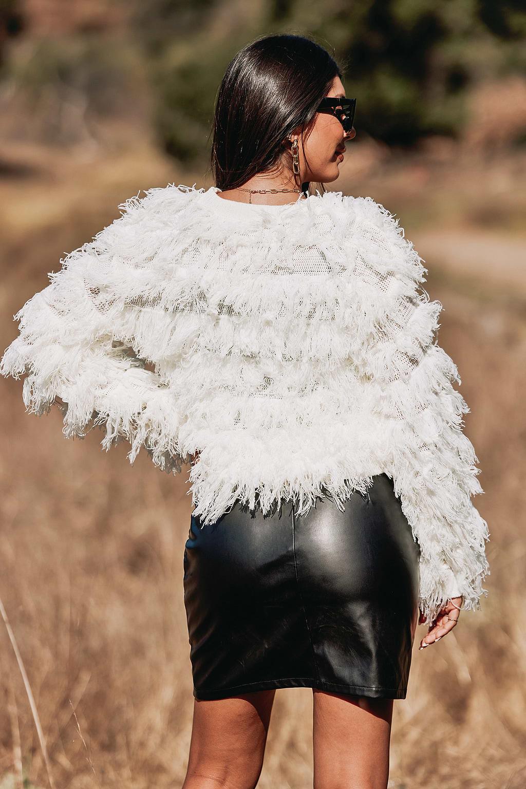 Fransen-Pullover in Weiß