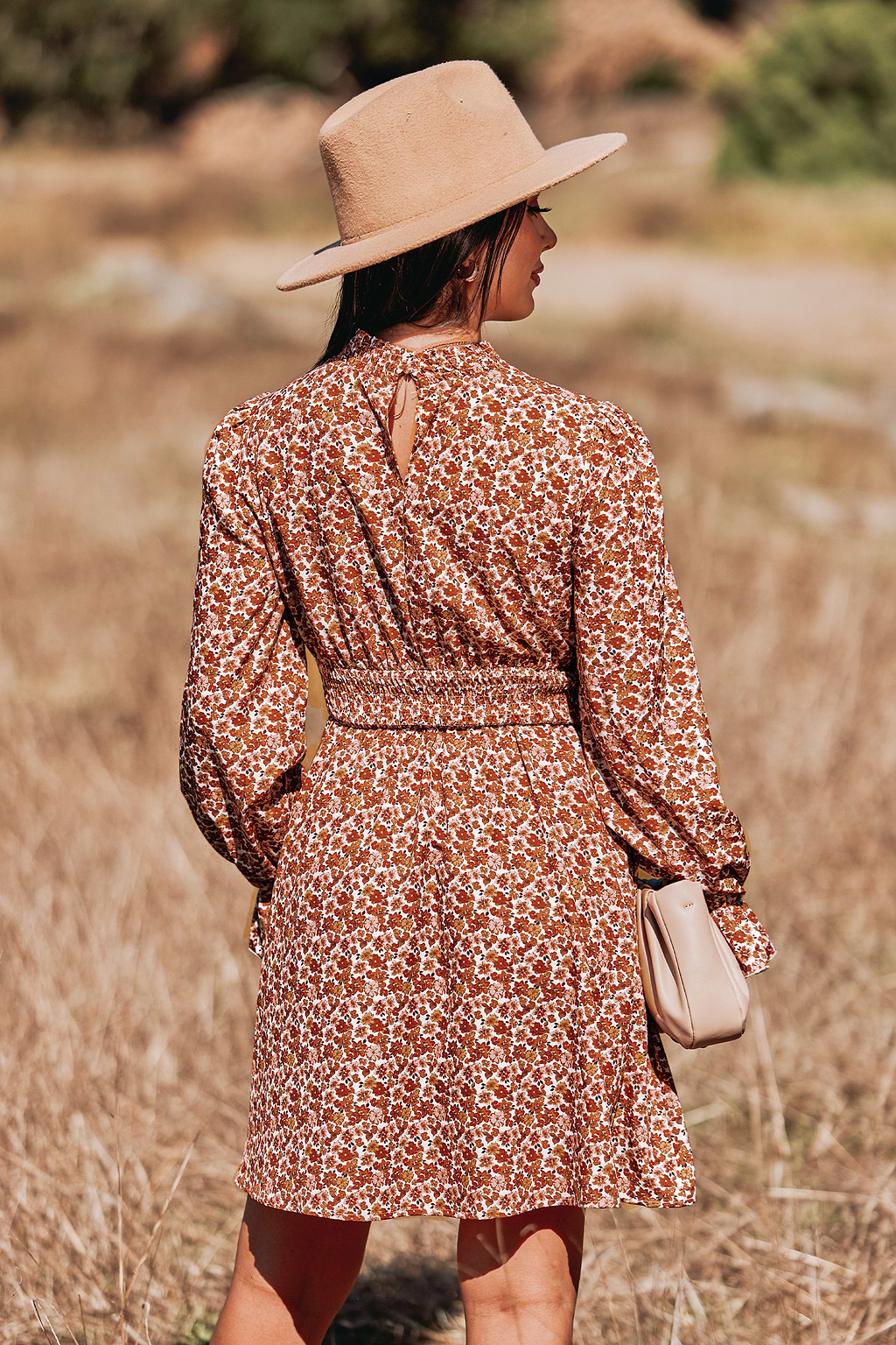 Ditsy Floral Print Ruffled Smocked Mini Dress