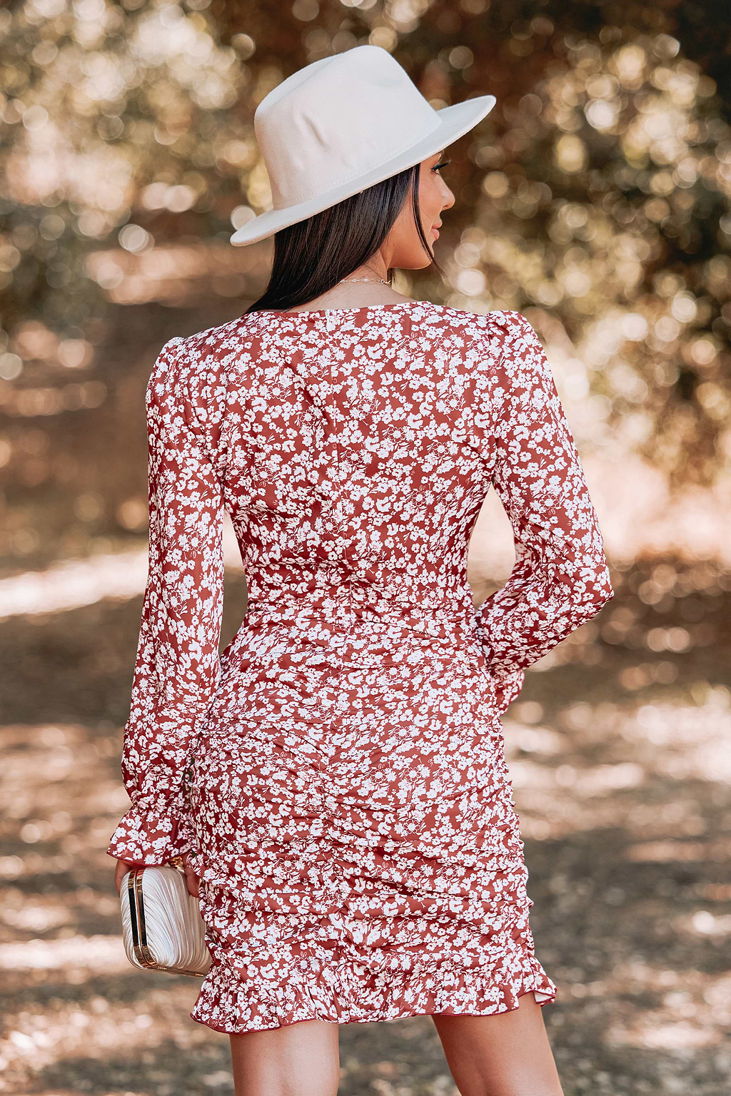 Ditsy mini-jurk met bloemen en ruches