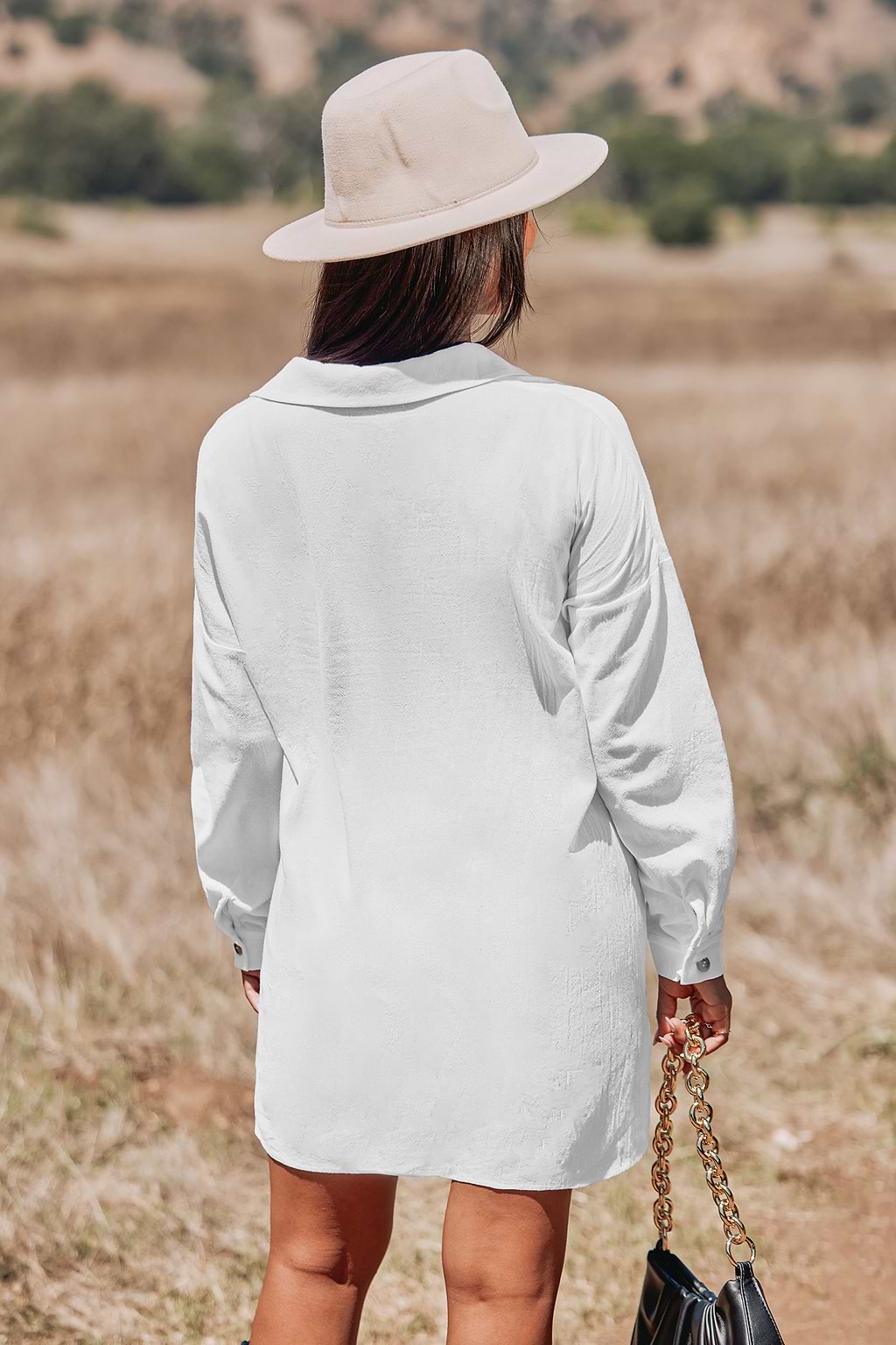 Langärmeliges Mini-Shirt-Kleid