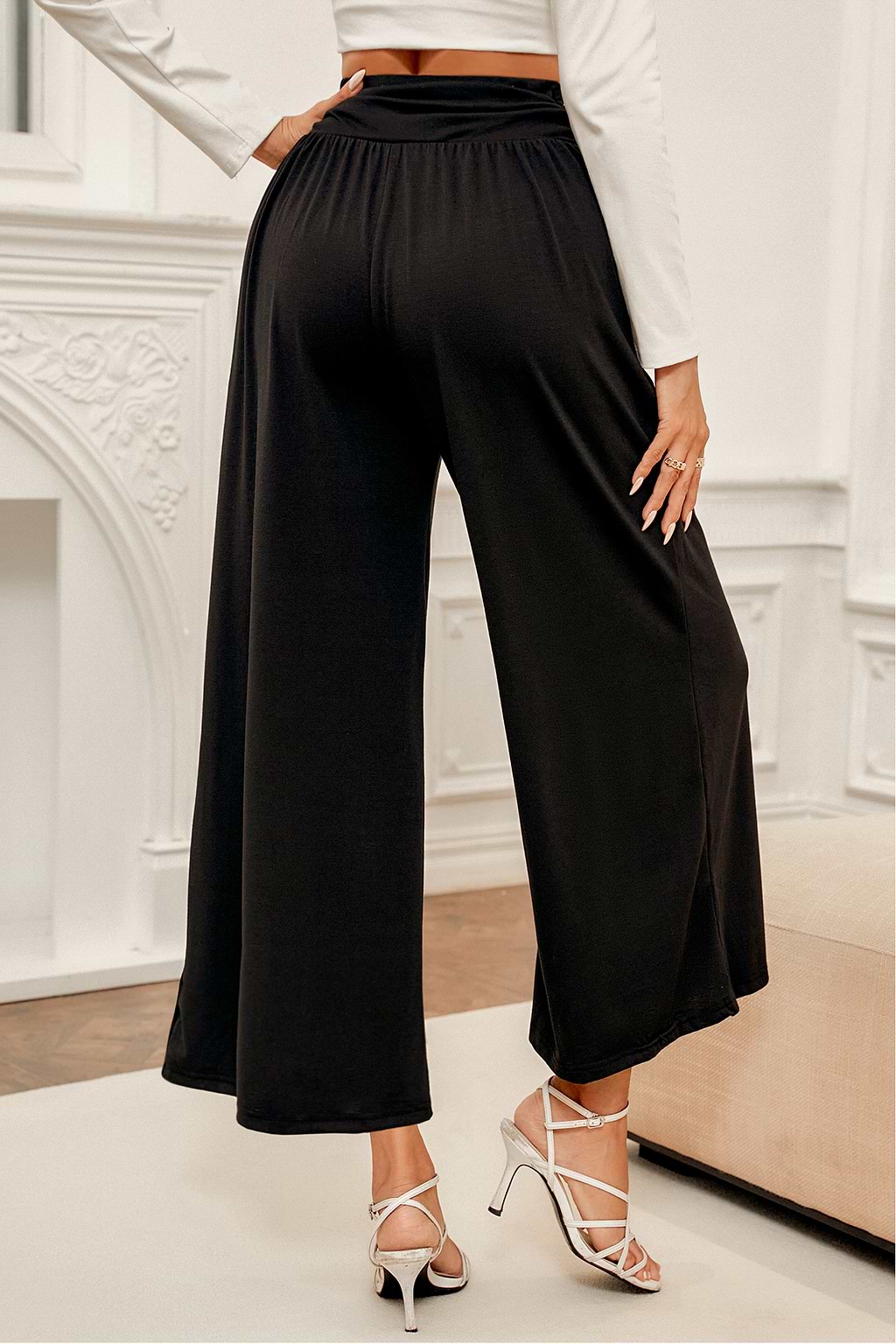Onyx Ruched Wide Leg Pants