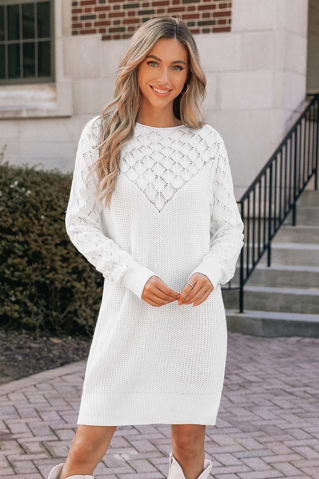 textured knit mini dress 'Neri' Acid Lime Textured Cotton Knit Mini Dress