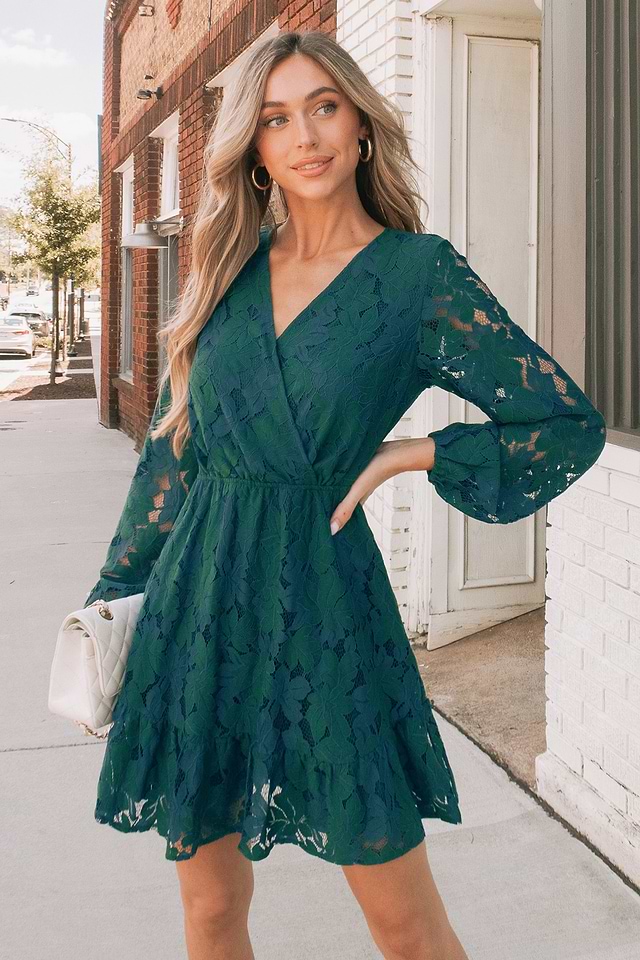 chinese dress ladies LBD Exclusive Green Lace Cocktail Dress