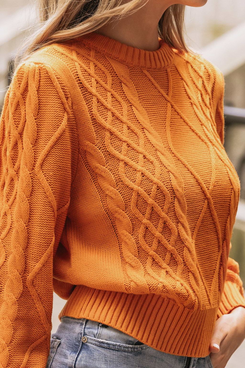 Cable Knit Bishop Sleeve Jumper