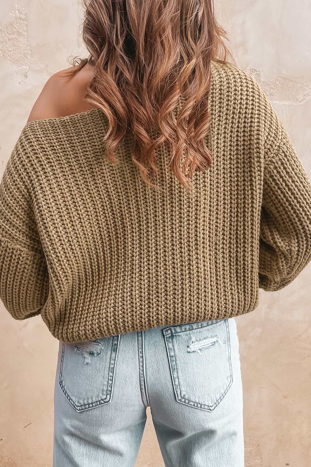 Cable Knit Cutout Mock Neck Sweater